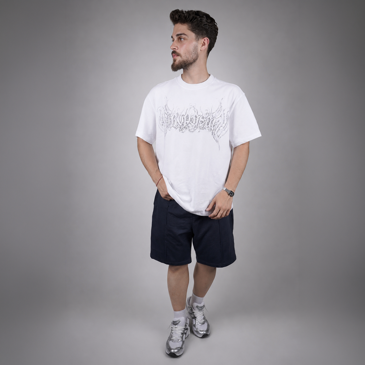 Star Face Oversize T-shirt Beyaz