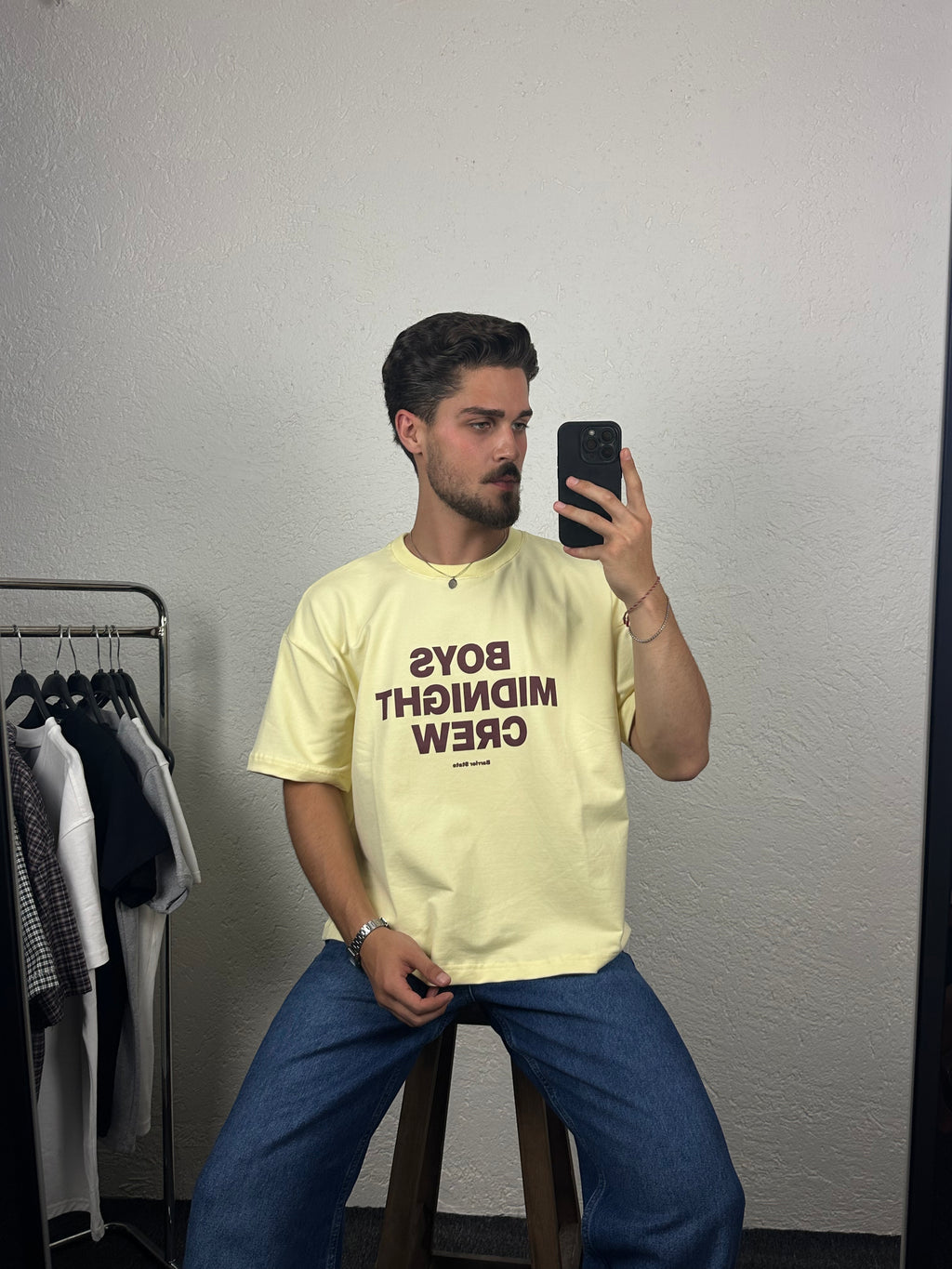 Sarı Boys Crew Boxy Fit T-shirt