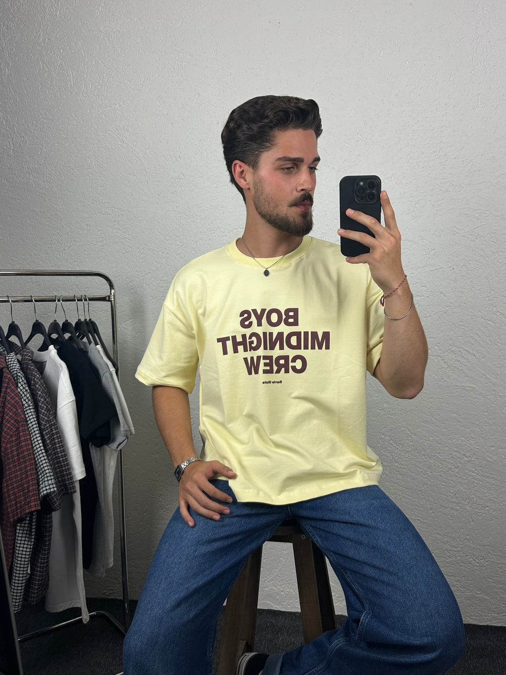Sarı Boys Crew Boxy Fit T-shirt