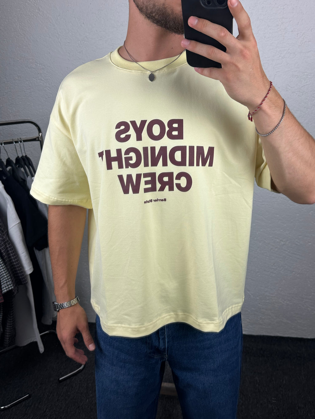 Sarı Boys Crew Boxy Fit T-shirt