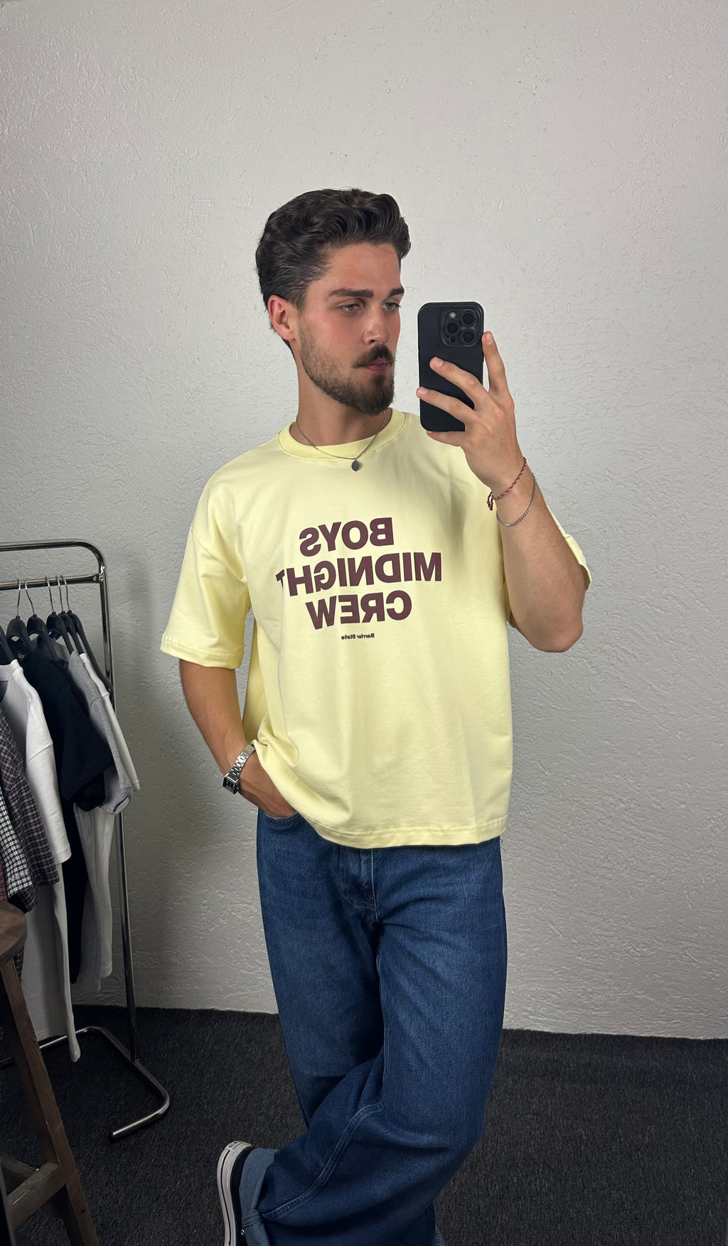 Sarı Boys Crew Boxy Fit T-shirt