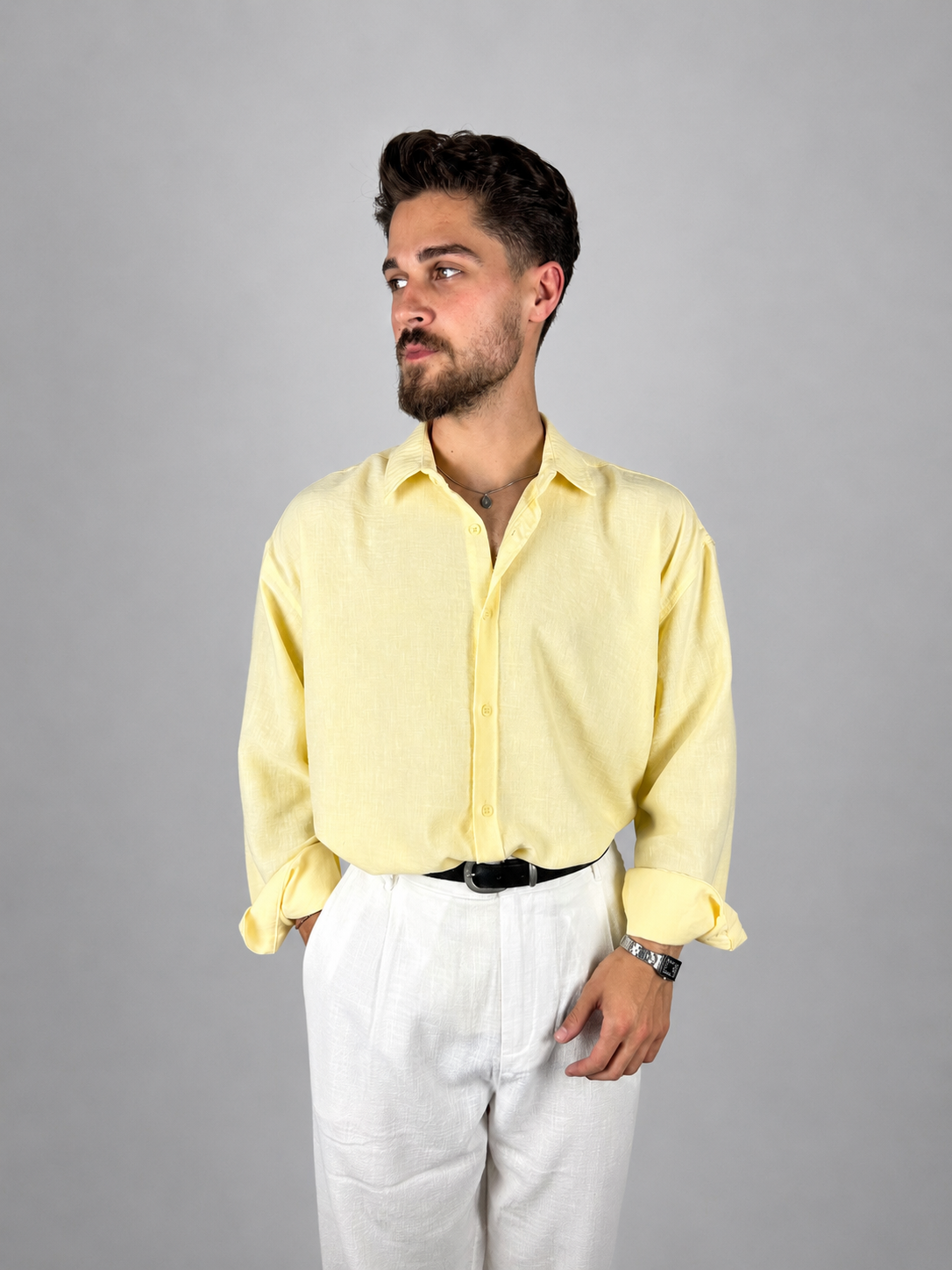 Ekru Keten Baggy pantolon