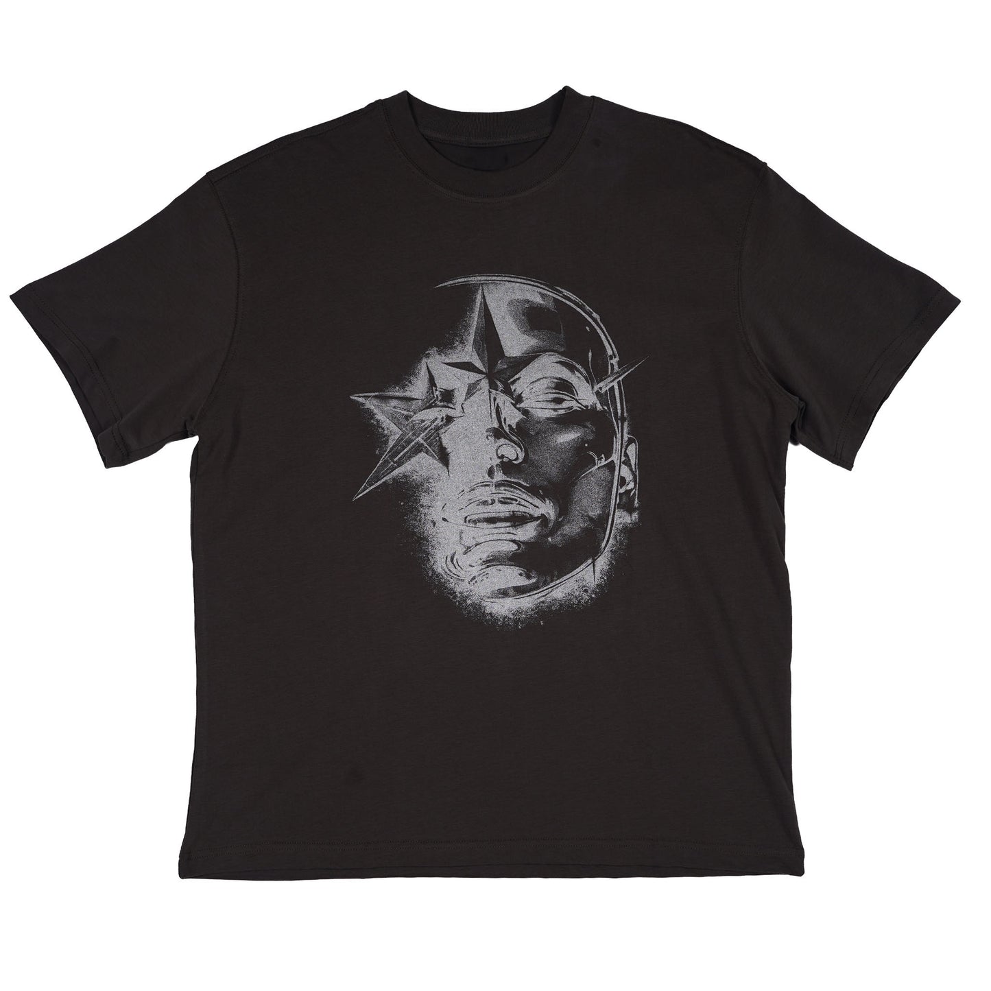 Star Face Baskılı Antrasit T-Shirt