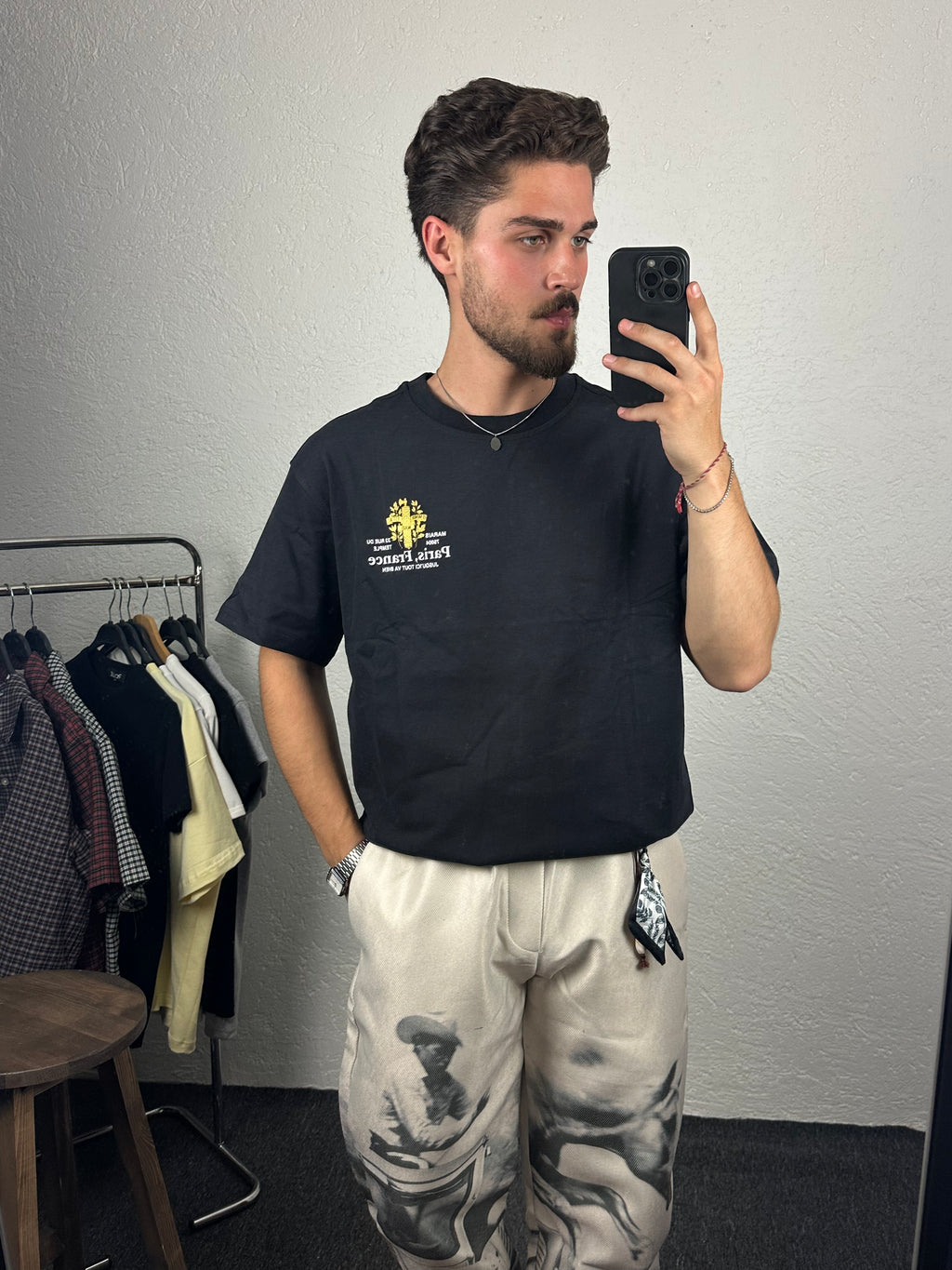 Siyah Paris-France Oversize T-shirt