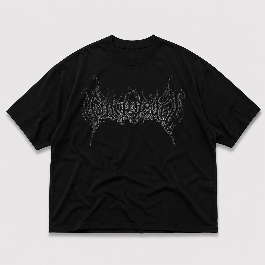 Siyah Yazı Baskılı Oversize T-shirt