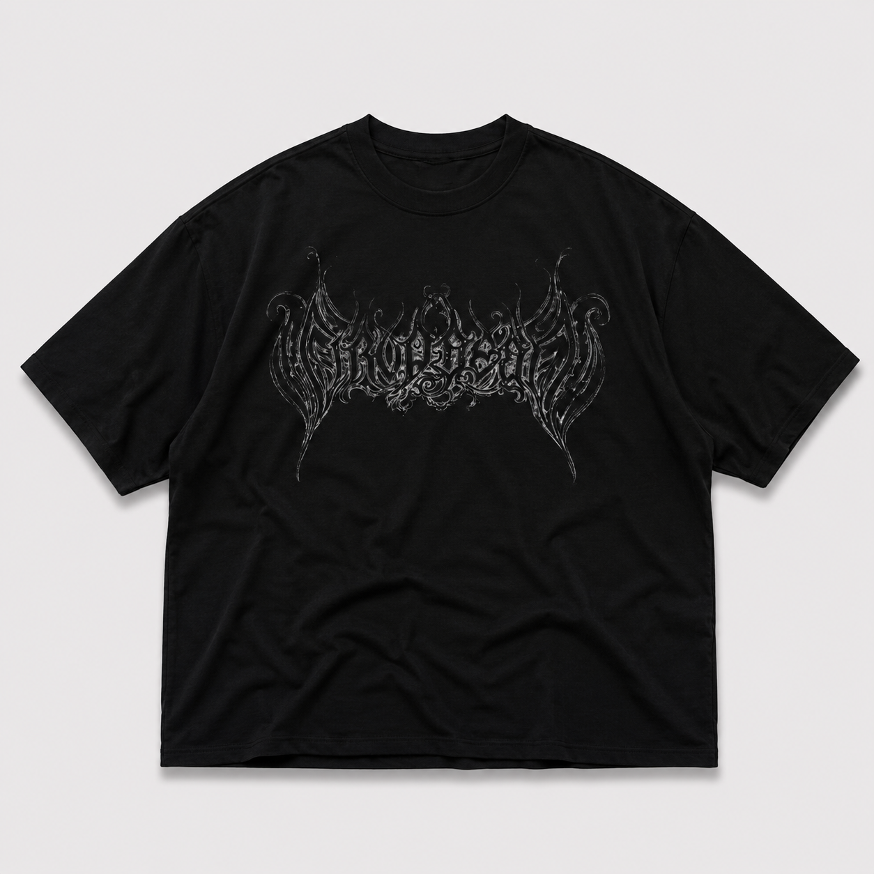 Siyah Yazı Baskılı Oversize T-shirt