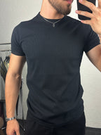 Siyah Bisiklet Yaka T-shirt