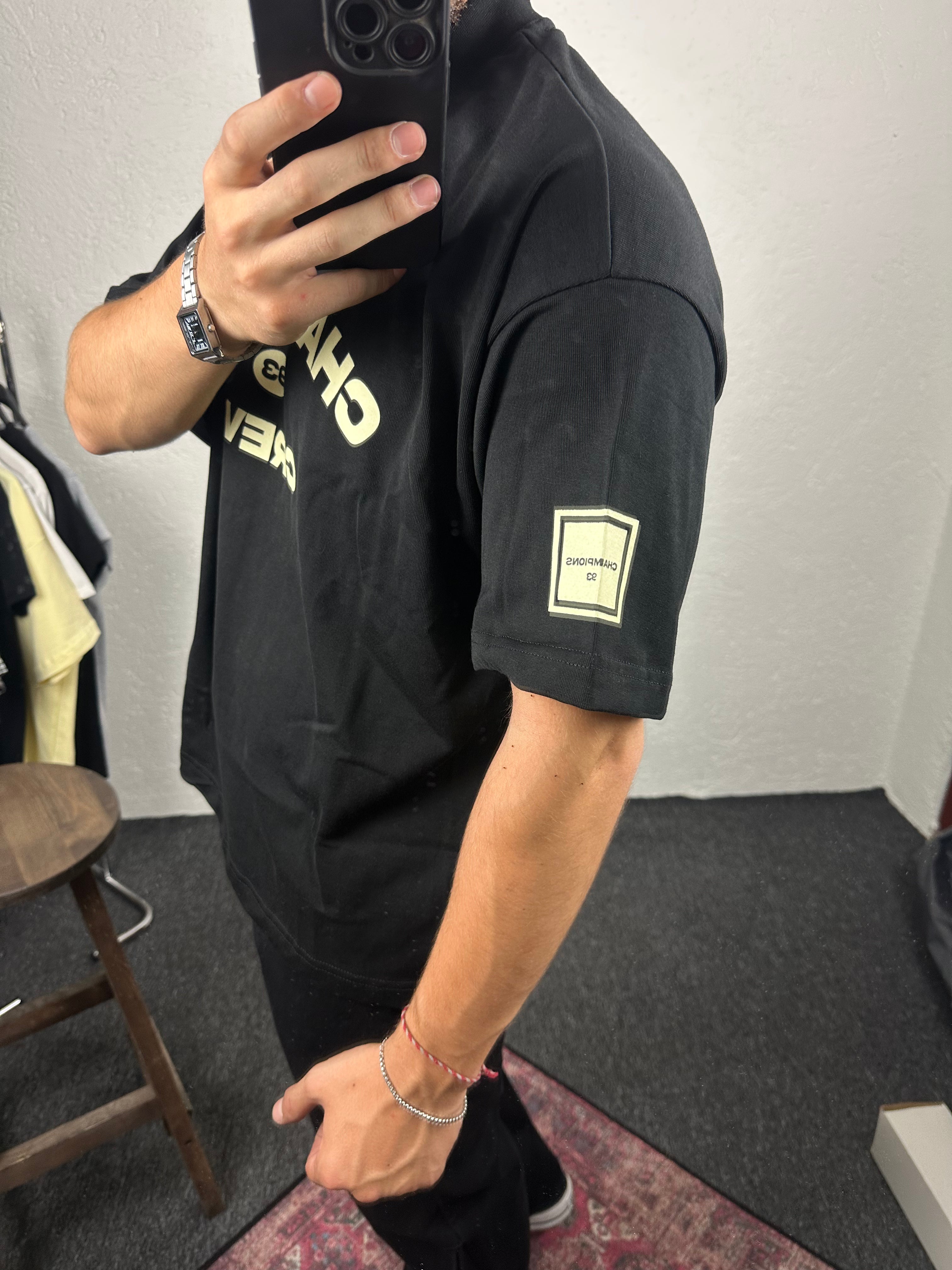 Siyah Champıons Crew Boxy Fit T-shirt