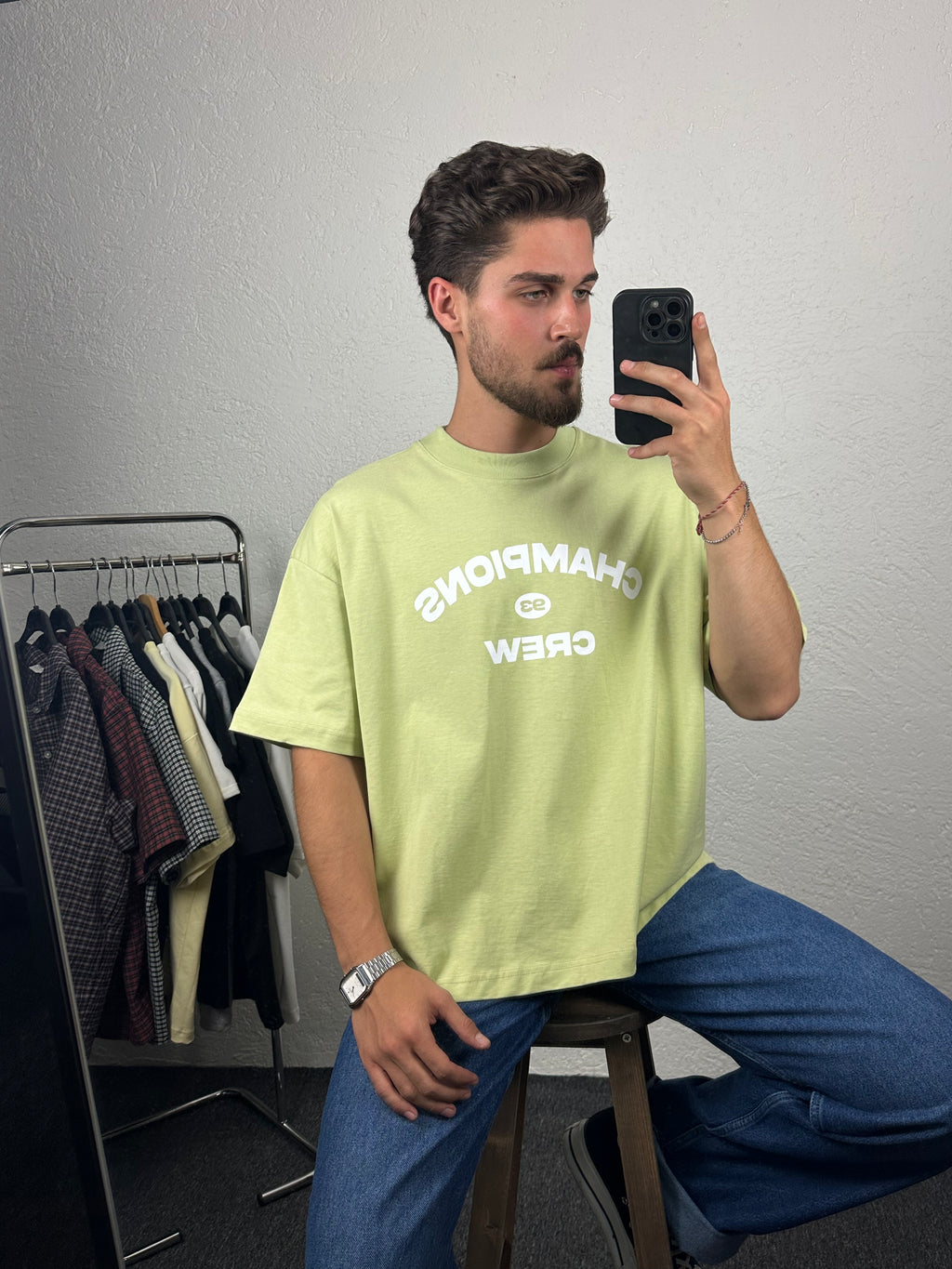Fıstık Yeşil Champions Crew Boxy Fit T-shirt