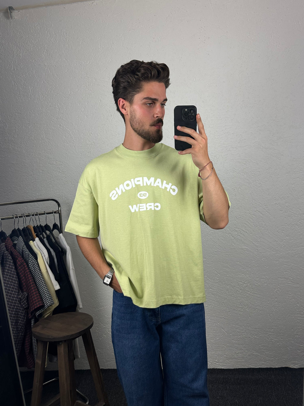 Fıstık Yeşil Champions Crew Boxy Fit T-shirt