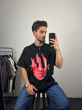 Siyah Fiery Face Oversize Tshirt