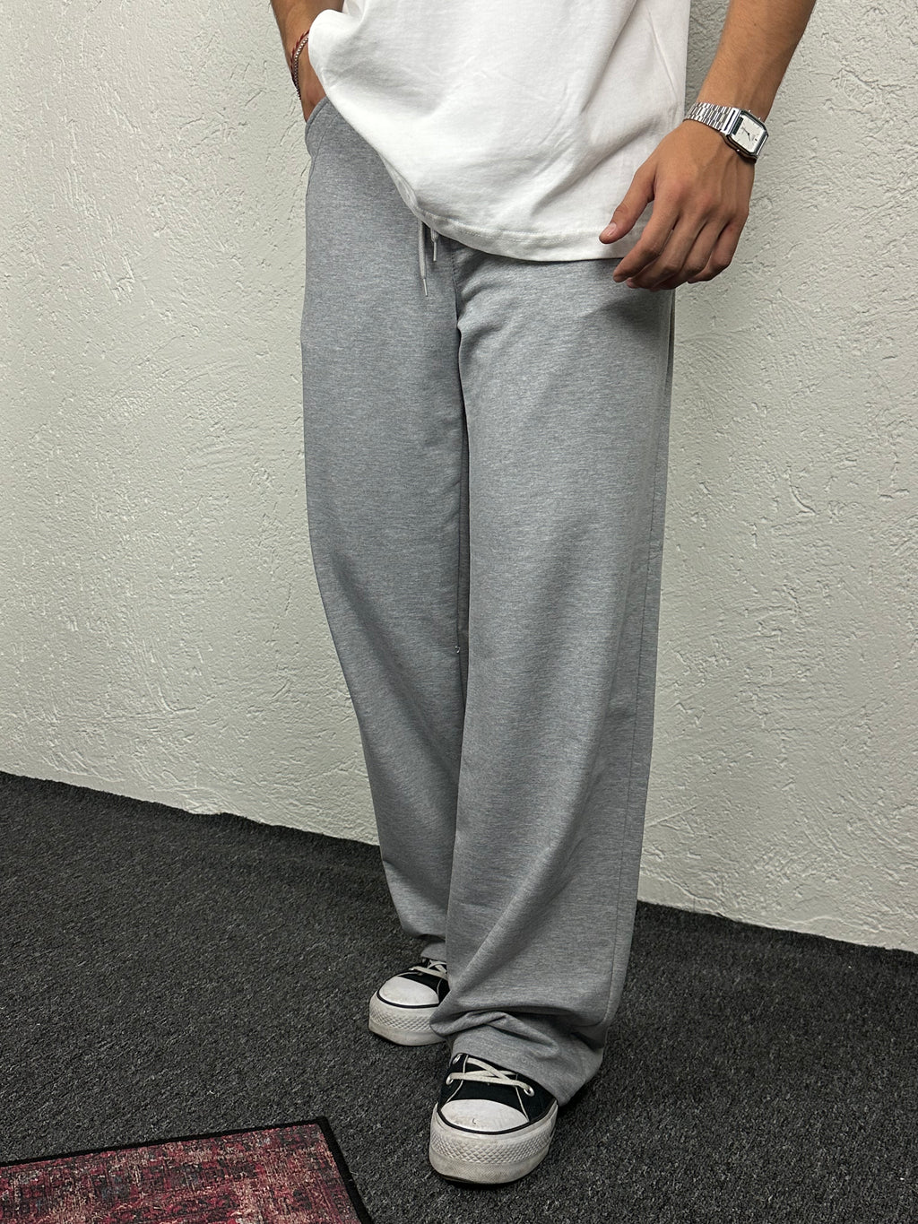 Gri Flare Paça Basic Eşofman