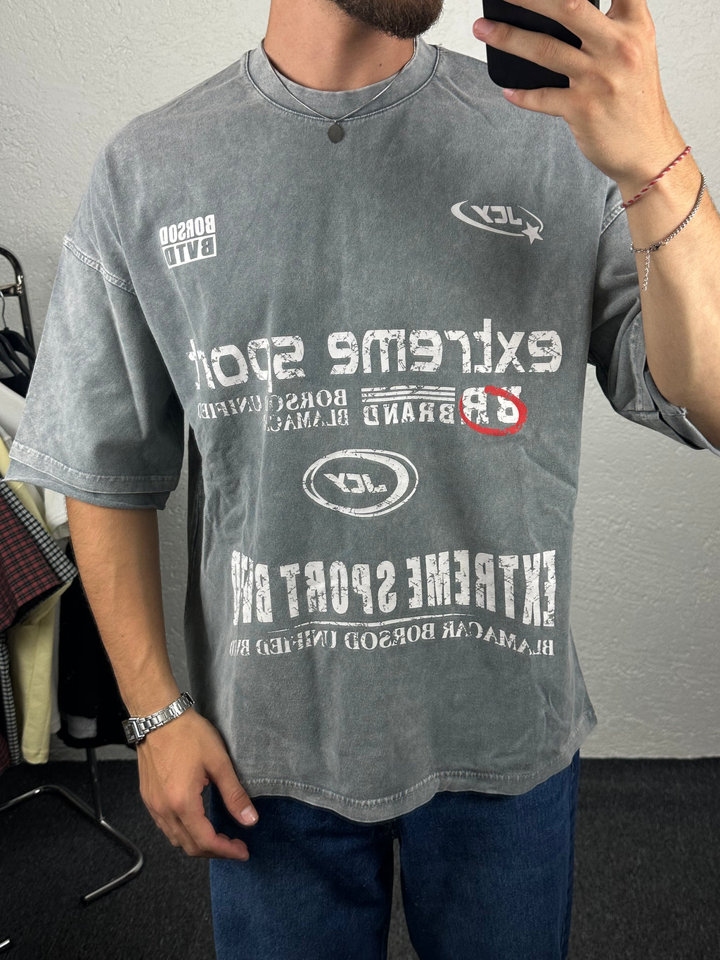 Gri Extreme Sport Oversize T-shirt