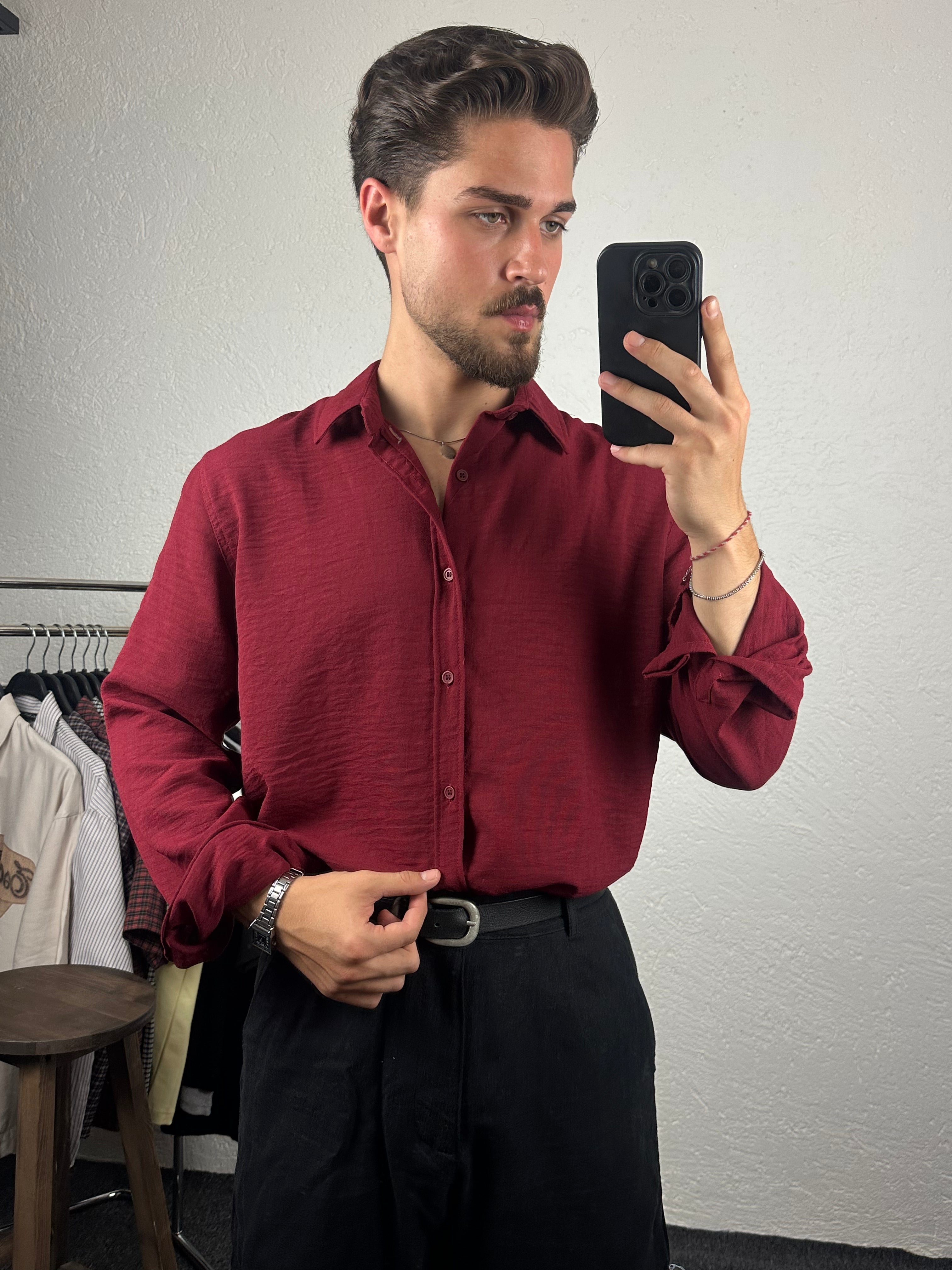 Bordo Basic Gömlek