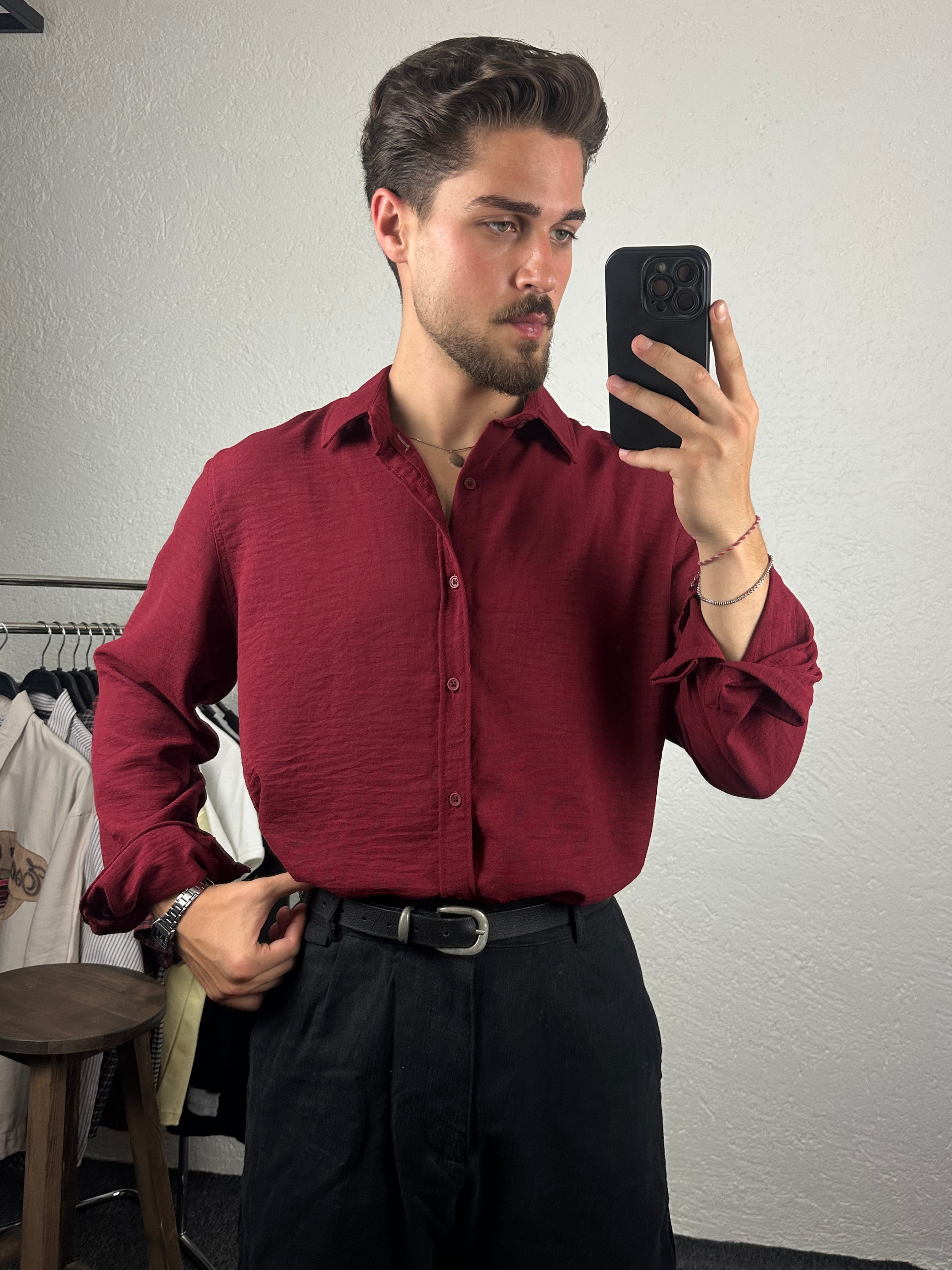 Bordo Basic Gömlek