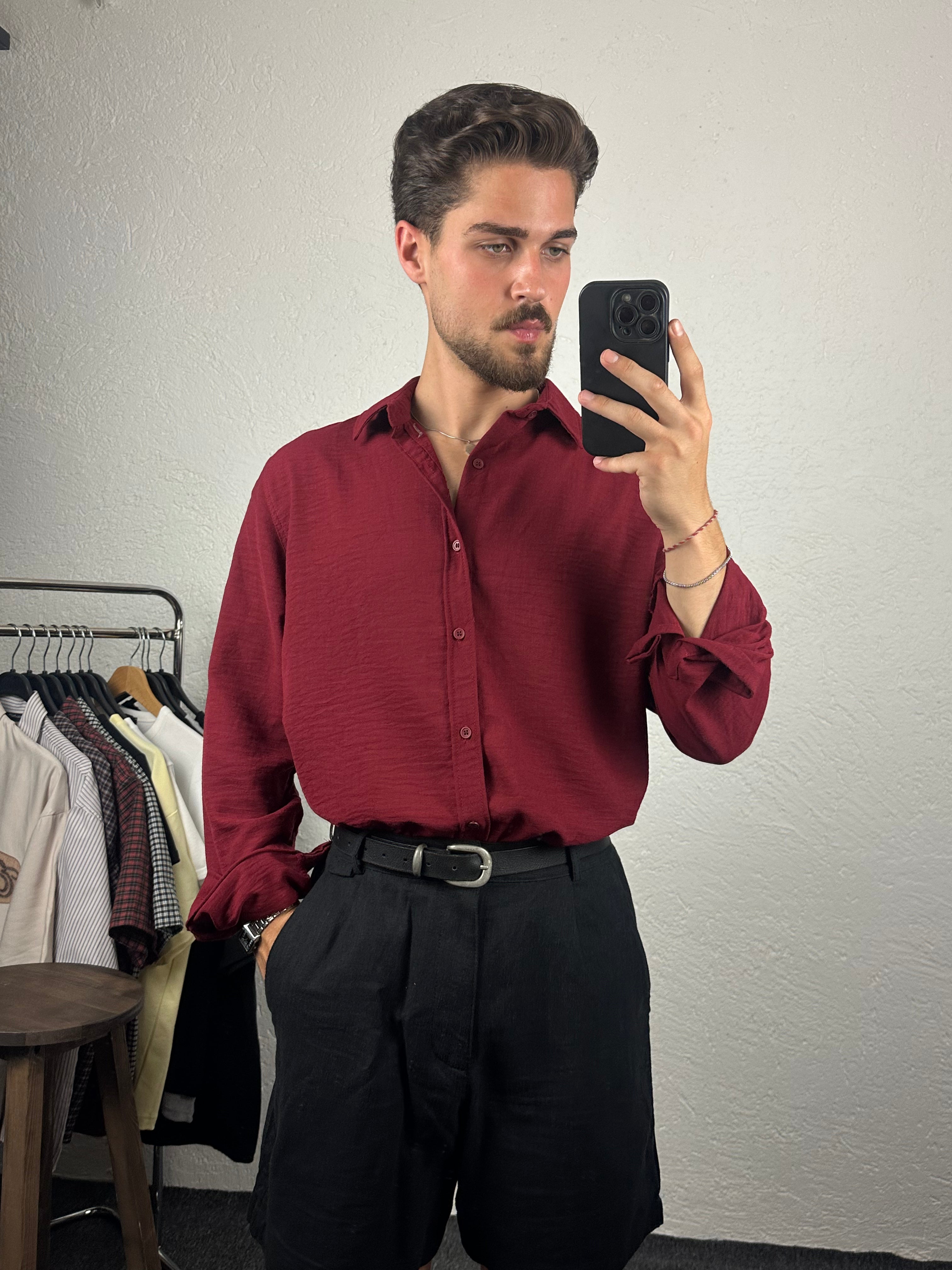 Bordo Basic Gömlek