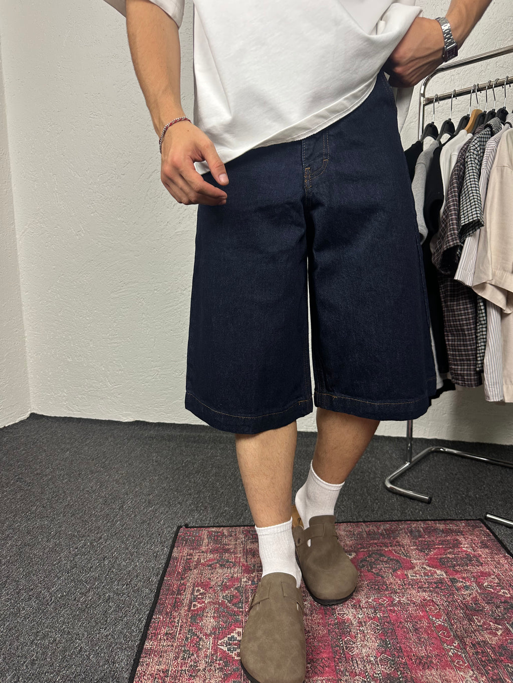 Lacivert Baggy Şort Kot