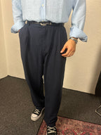 Lacivert Keten Baggy Pantolon