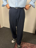 Lacivert Keten Baggy Pantolon