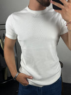 Ekru Bisiklet Yaka T-shirt